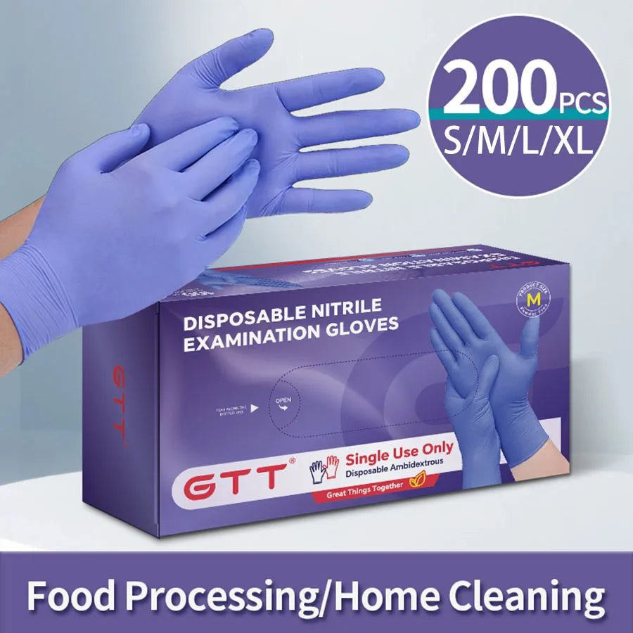 100/200pcs Disposable Nitrile Gloves Suitable For Home Use Latex Free Suitable For Lab Tattoo Kitchen And Food Contact Thick Durable